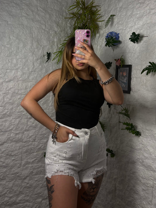 Shorts bianco estivo con brillantini 17151