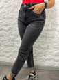 Jeans mom fit grey con strass