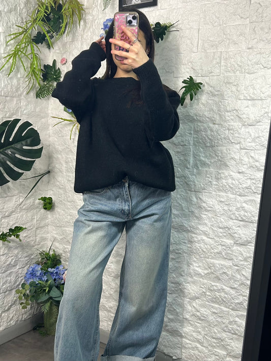 Maglione girocollo premium in filato misto lana