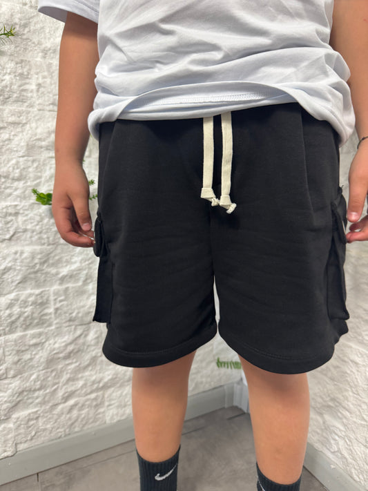 Pantaloncino cargo in cotone nero