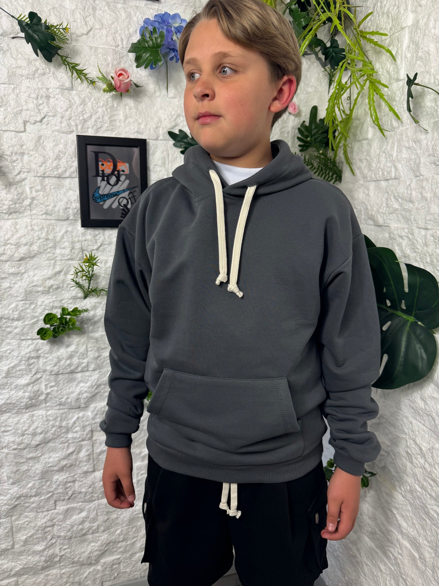Felpa grigo scuro garzata estiva 10-16 anni DUCA-B98