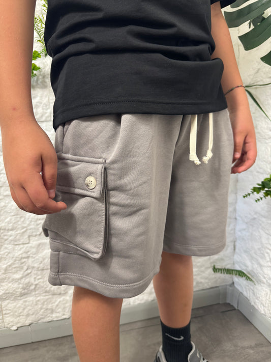Pantaloncino cargo in cotone grigio