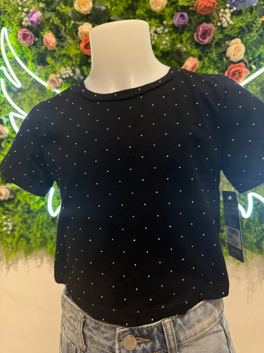 T-shirt nera brillantina 4-12 anni  99-104