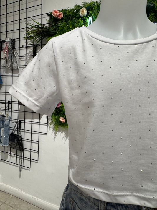 T-shirt bianca brillantina 4-12 anni  99-104