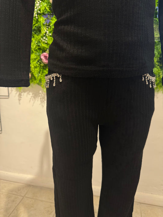 Completo in maglia a costine con gioiello 4-14 anni KA-1051