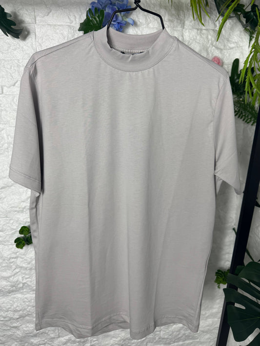 T-shirt a mezzo collo alto grigio ghiaccio 10-16 anni 0021PLUS