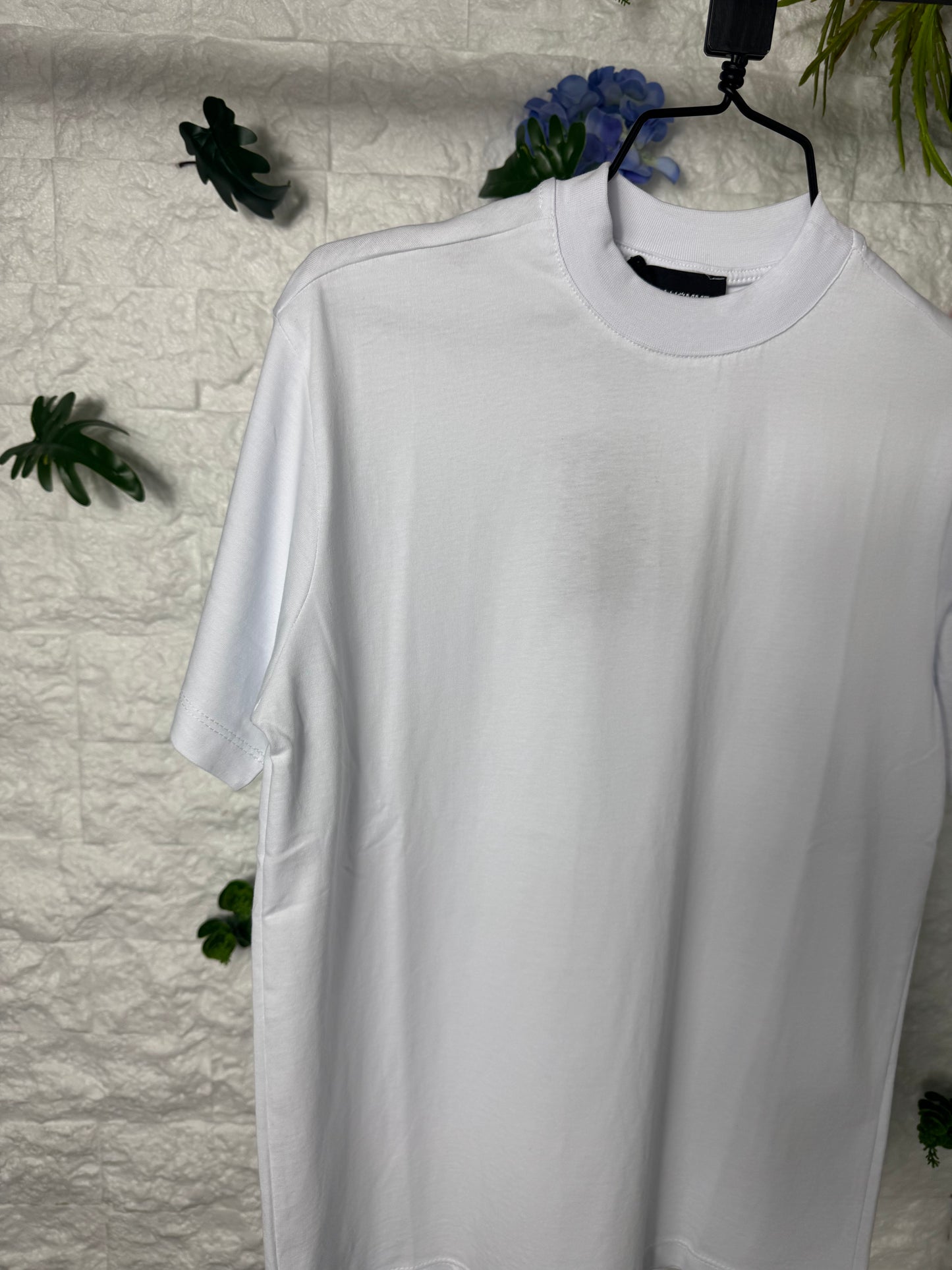 T-shirt a mezzo collo alto bianco 10-16 anni 0021PLUS