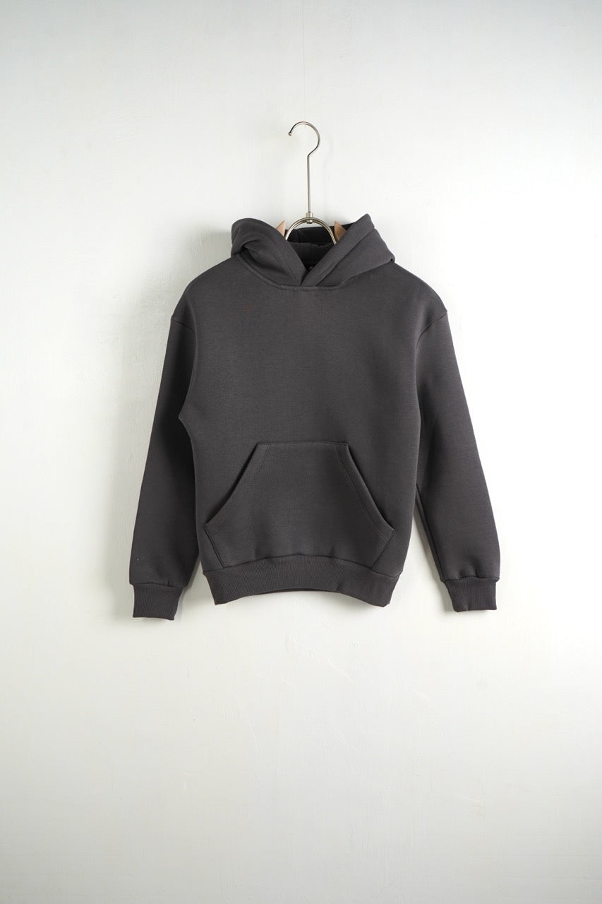 Felpa grigio piombo con cappuccio e tasca frontale - FELPATO 10-16 anni