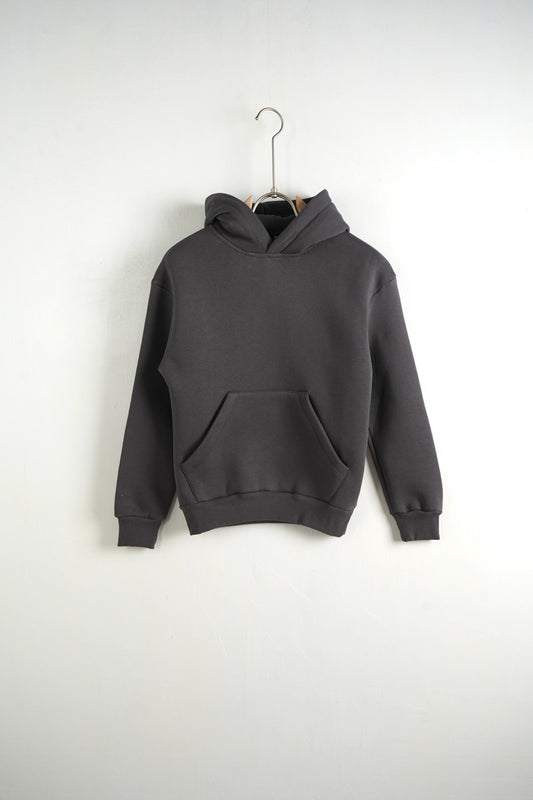 Felpa grigio piombo con cappuccio e tasca frontale - FELPATO 1016 anni