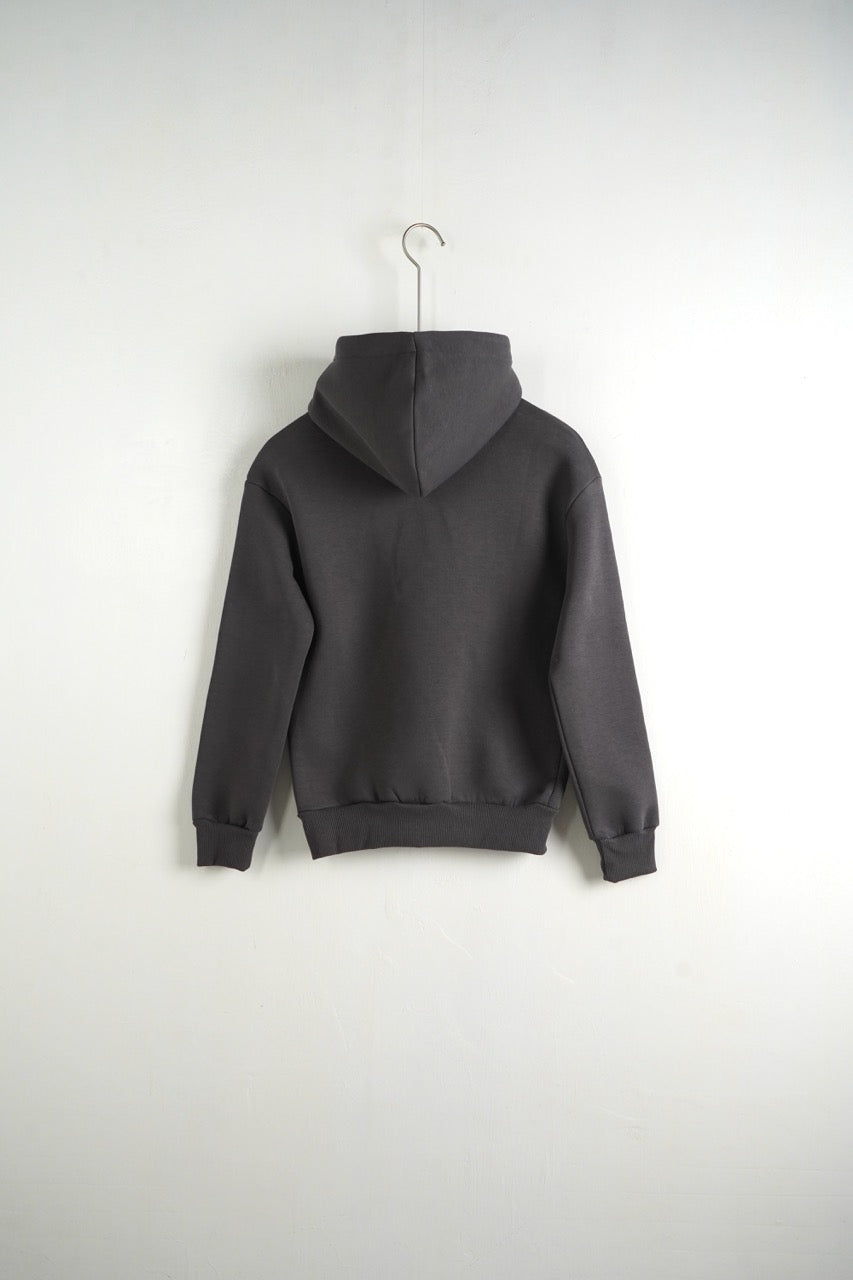 Felpa grigio piombo con cappuccio e tasca frontale - FELPATO 10-16 anni