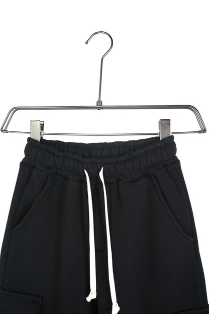 Pantalone cargo nero in tuta con tasconi e fondo elastico - FELPATO 10-16 anni