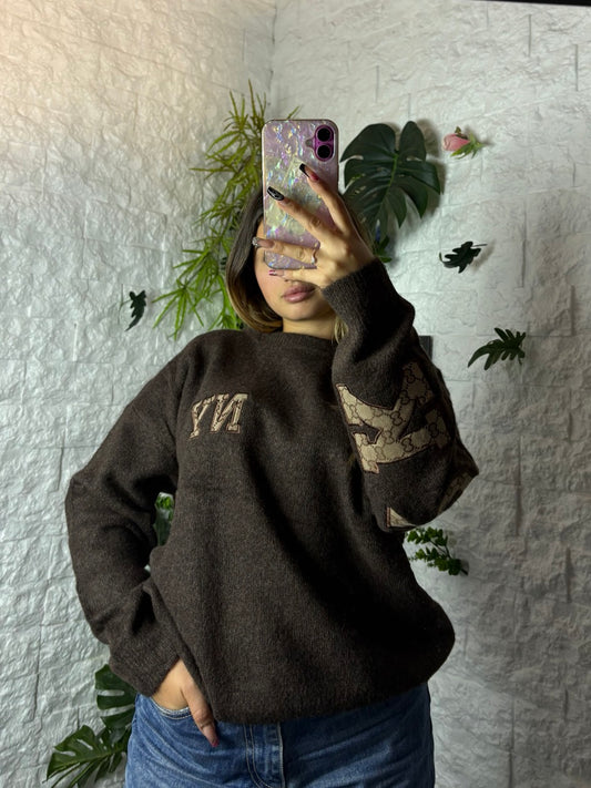 Maglione oversize con scritta ricamata NY