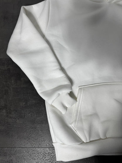 Felpa in doppio cotone felpato bianca con stampa con angeli