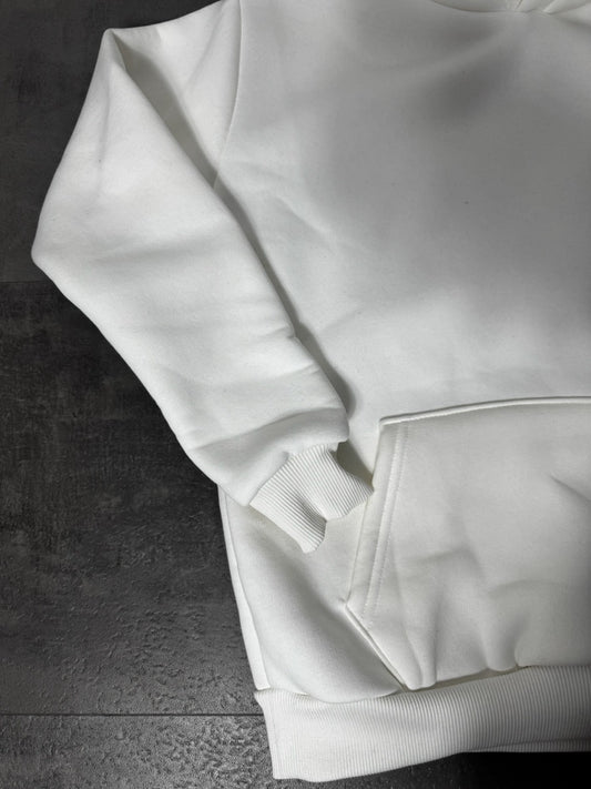 Felpa in doppio cotone felpato bianca con stampa con angeli