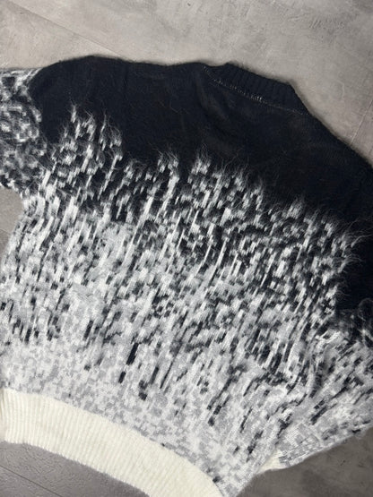 Maglione nero e bianco in lana con fantasia sfumata 8-16 anni