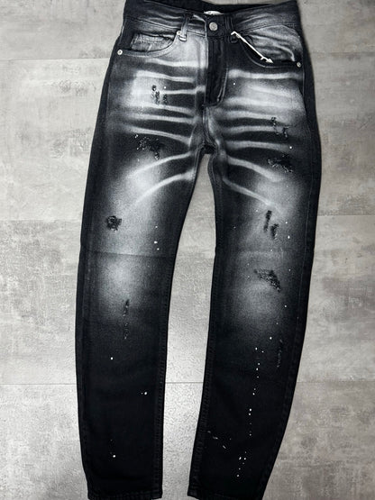 Jeans skinny nero slavato con dettagli strappati 1016 anni