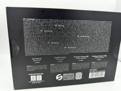 Set corpo donna con gel doccia lozione corpo profumo e mini fragranza