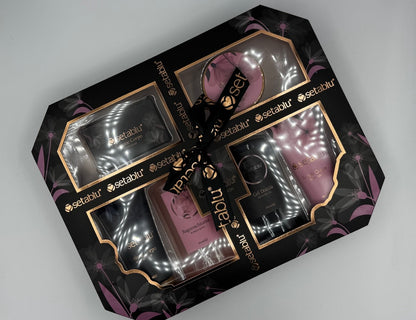 Set corpo donna con bagnoschiuma gel doccia crema corpo scrub e sapone