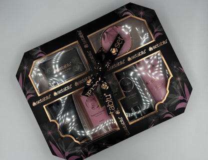Set corpo donna con bagnoschiuma gel doccia crema corpo scrub e sapone