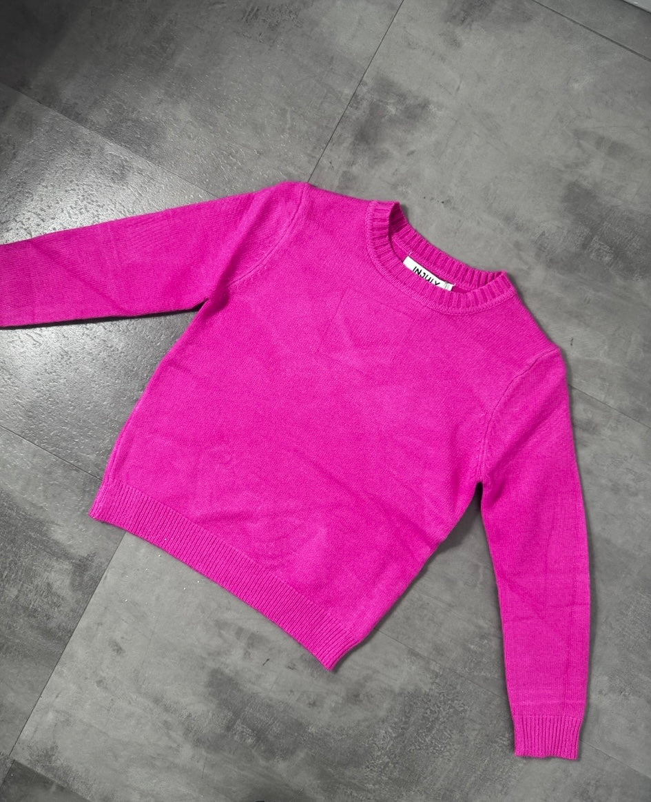 Maglioncino in maglia fucsia in tinta unita 4-12 anni
