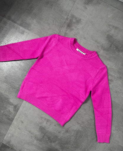 Maglioncino in maglia fucsia in tinta unita 4-12 anni