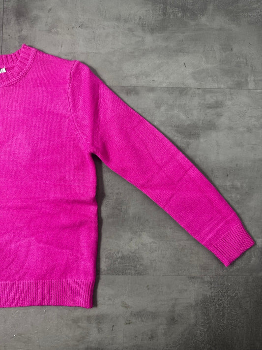 Maglioncino in maglia fucsia in tinta unita 4-12 anni