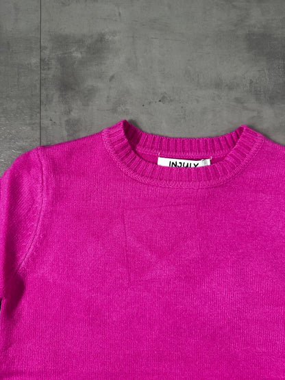 Maglioncino in maglia fucsia in tinta unita 4-12 anni