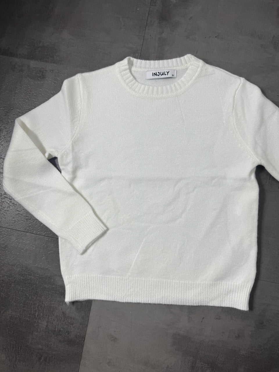 Maglioncino in maglia bianco in tinta unita 4-12 anni