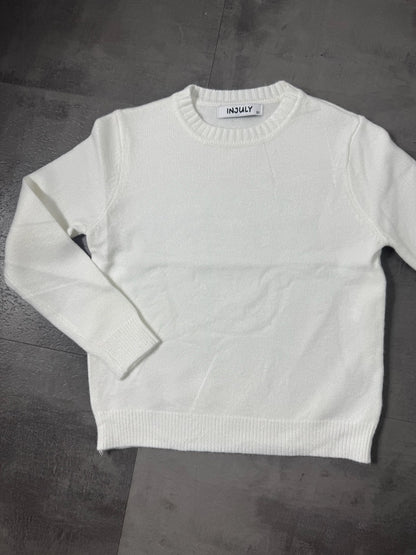 Maglioncino in maglia bianco in tinta unita 4-12 anni
