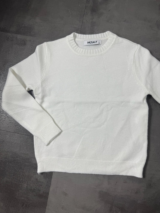 Maglioncino in maglia bianco in tinta unita 4-12 anni