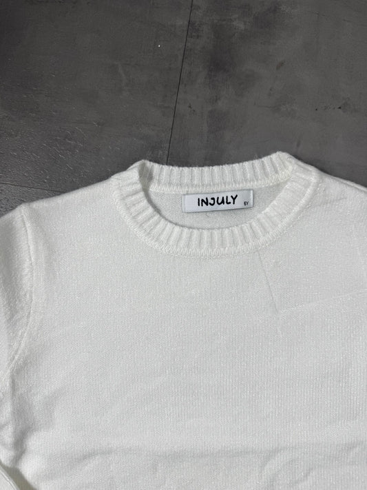 Maglioncino in maglia bianco in tinta unita 4-12 anni