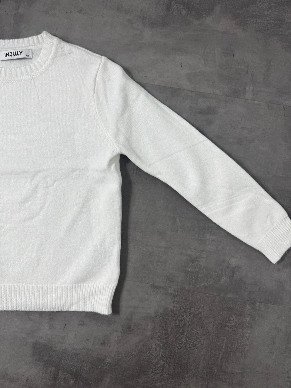 Maglioncino in maglia bianco in tinta unita 4-12 anni