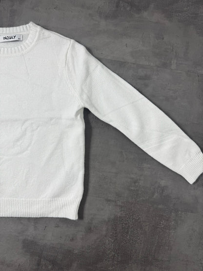 Maglioncino in maglia bianco in tinta unita 4-12 anni