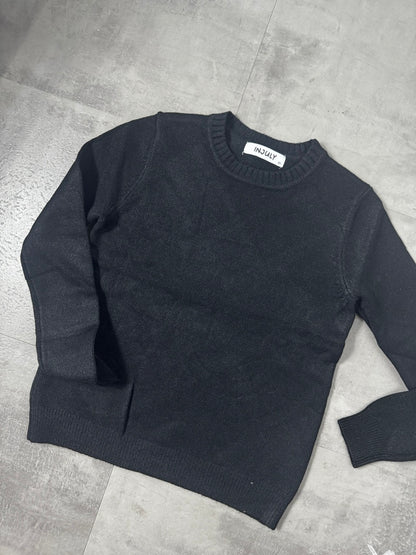 Maglioncino in maglia nero in tinta unita 4-12 anni