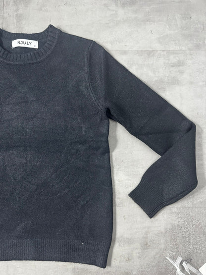 Maglioncino in maglia nero in tinta unita 4-12 anni