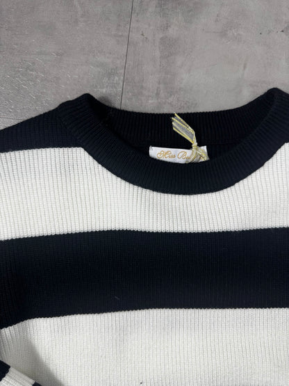 Maglioncino in maglia a righe nero e bianco 4-12 anni