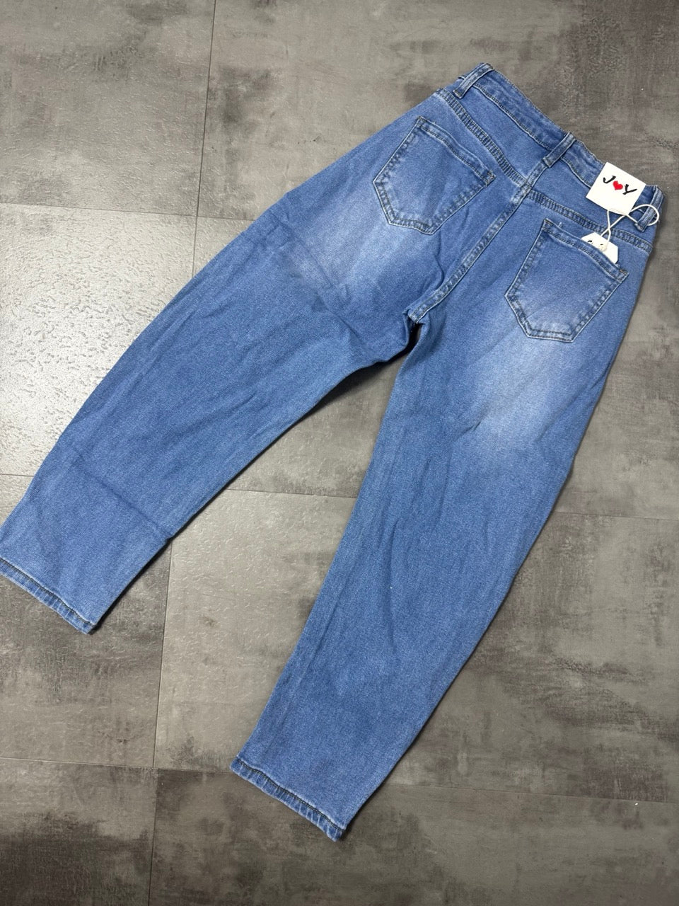 Jeans regular blu in denim con brillantini 6-14 anni