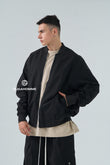 Bomber nero con zip frontale - OVERSIZE