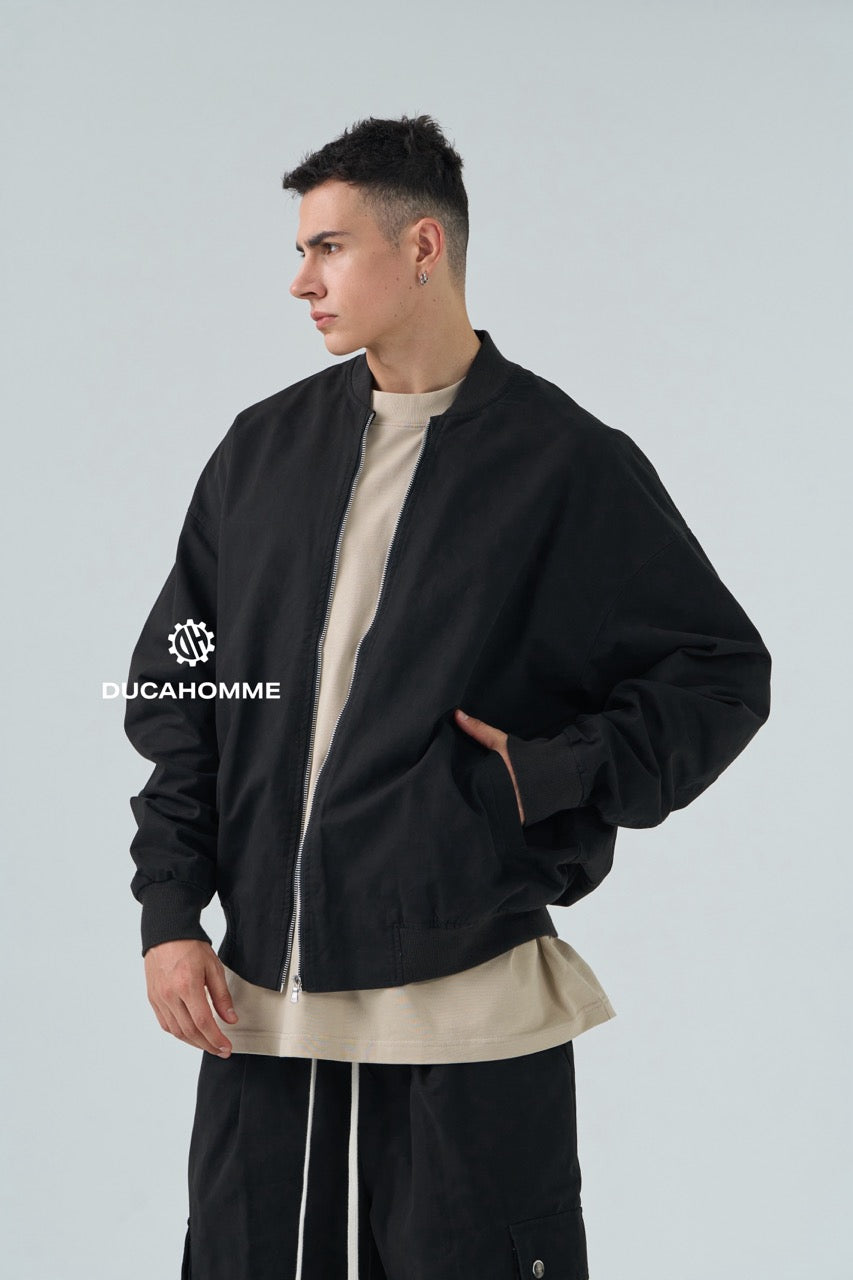 Bomber nero OVERSIZE con zip frontale
