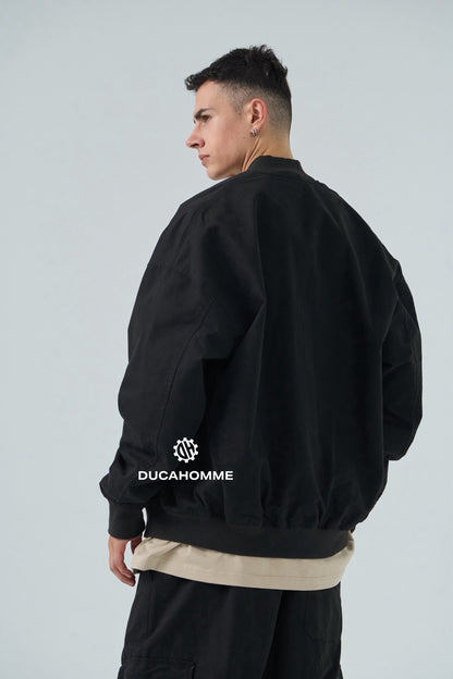Bomber nero OVERSIZE con zip frontale