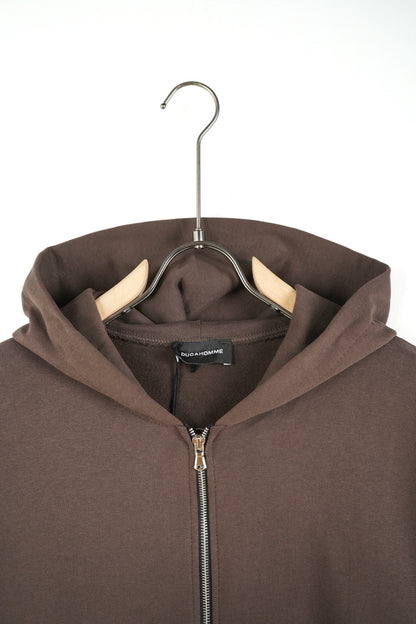 Felpa marrone con zip e cappuccio - GARZATO