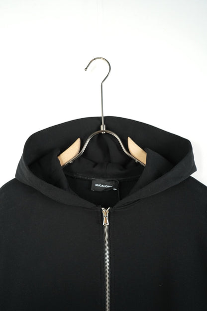 Felpa nera con zip e cappuccio - GARZATO