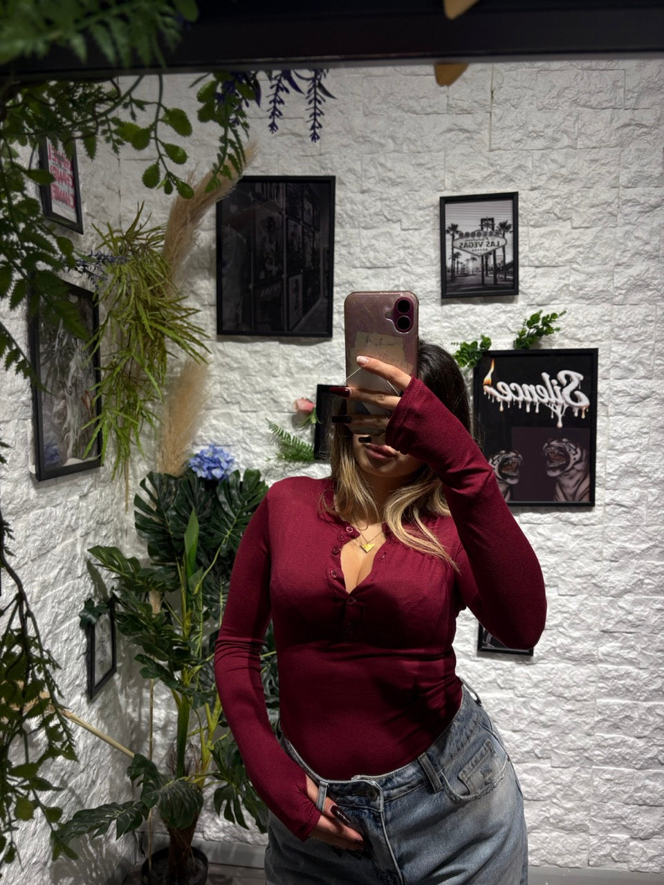 Body leggero in tinta unita con scollo polo e maniche a guanto