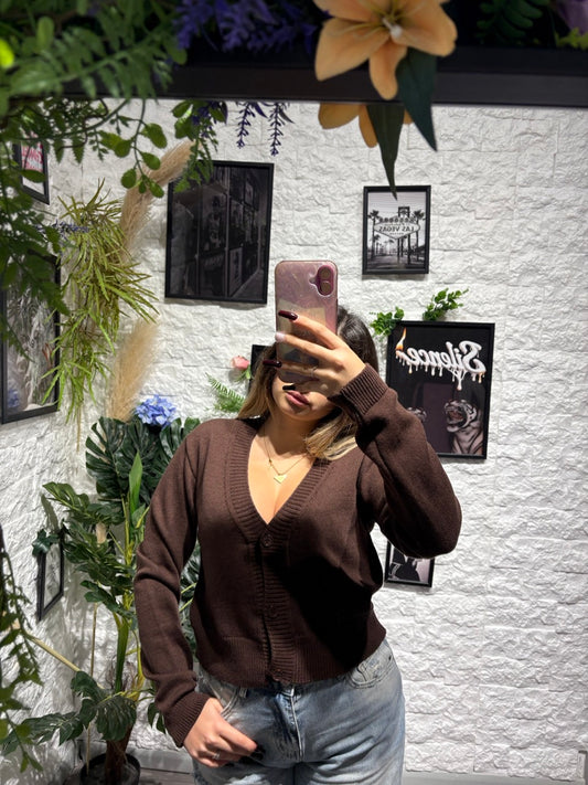 Cardigan in maglia con scollo a V