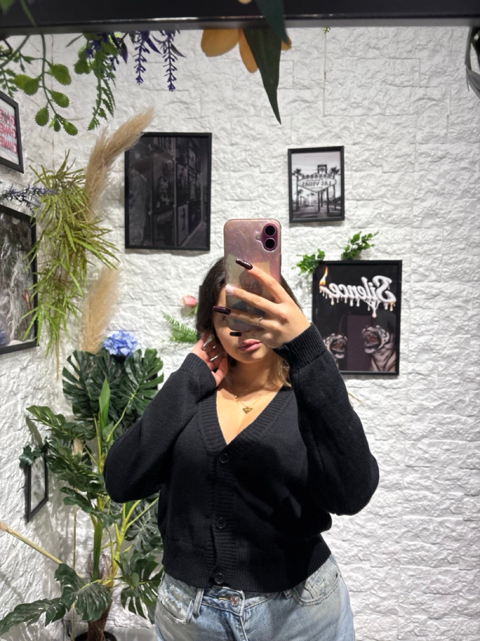 Cardigan in maglia con scollo a V