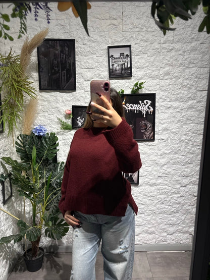 Maglione basic in tinta unita a girocollo