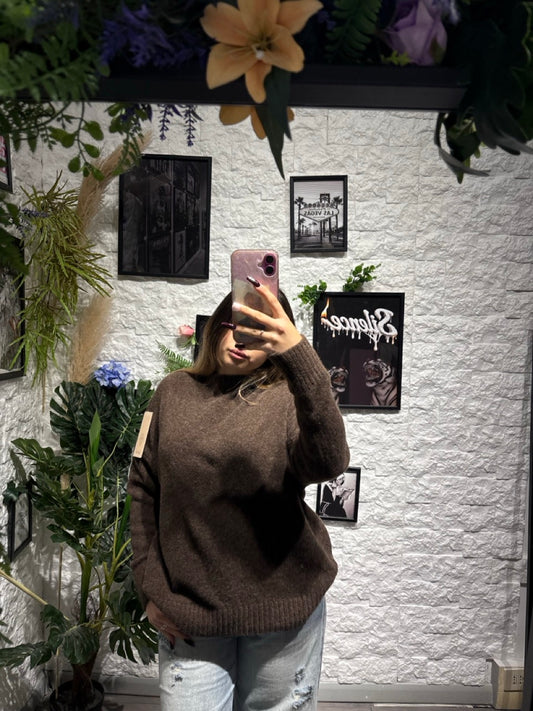 Maglione basic in tinta unita a girocollo