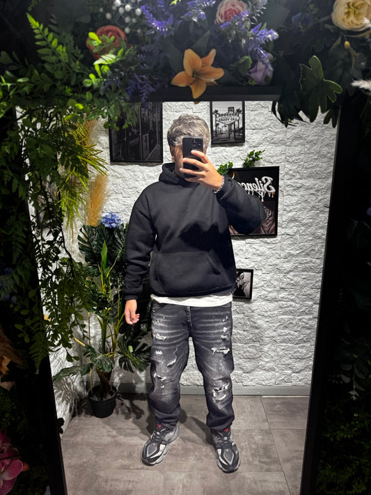 Jeans baggy grigio scuro in denim con schizzi di vernice