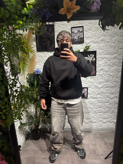 Jeans baggy grigio chiaro in denim con strappi