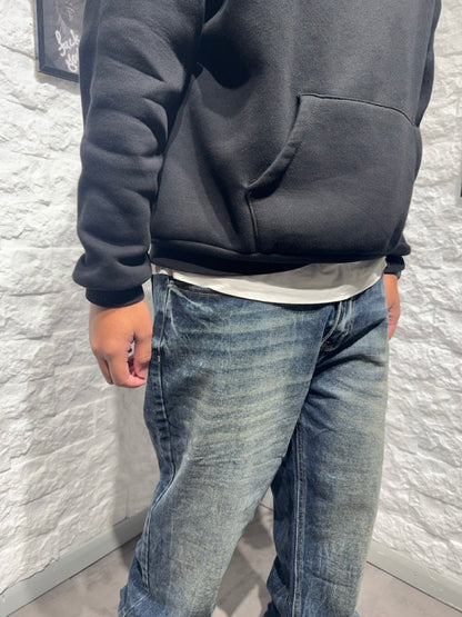 Jeans baggy blu slavato in denim